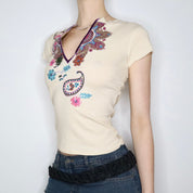 Beaded Paisley Tee (S-M) 