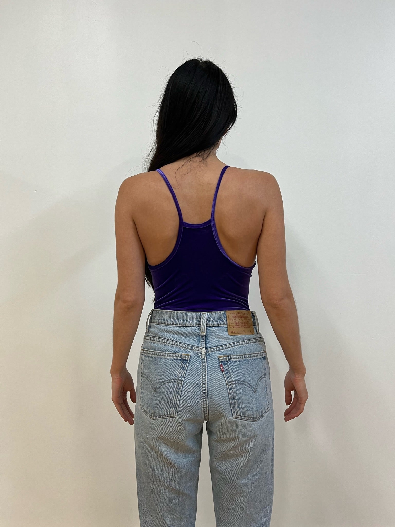 Purple velvet bodysuit