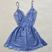Lavender satin slip + robe set