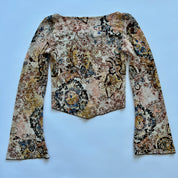 Y2K Textured bell sleeve crop