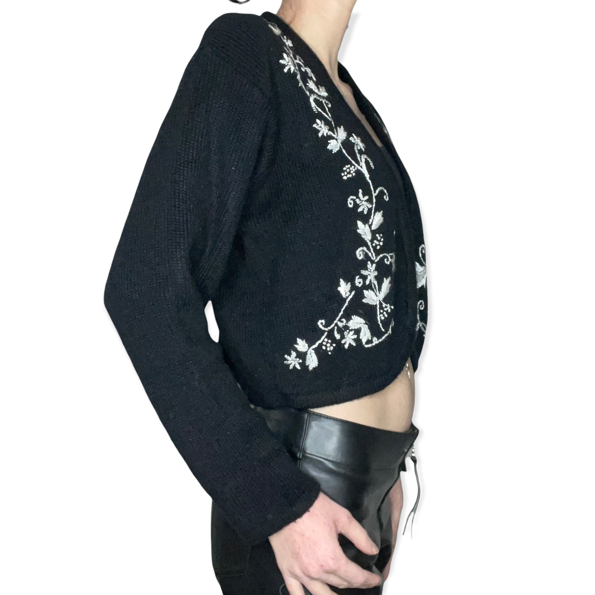 Cropped floral cardigan