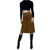 1970s Suede A-line Midi Skirt (XS)