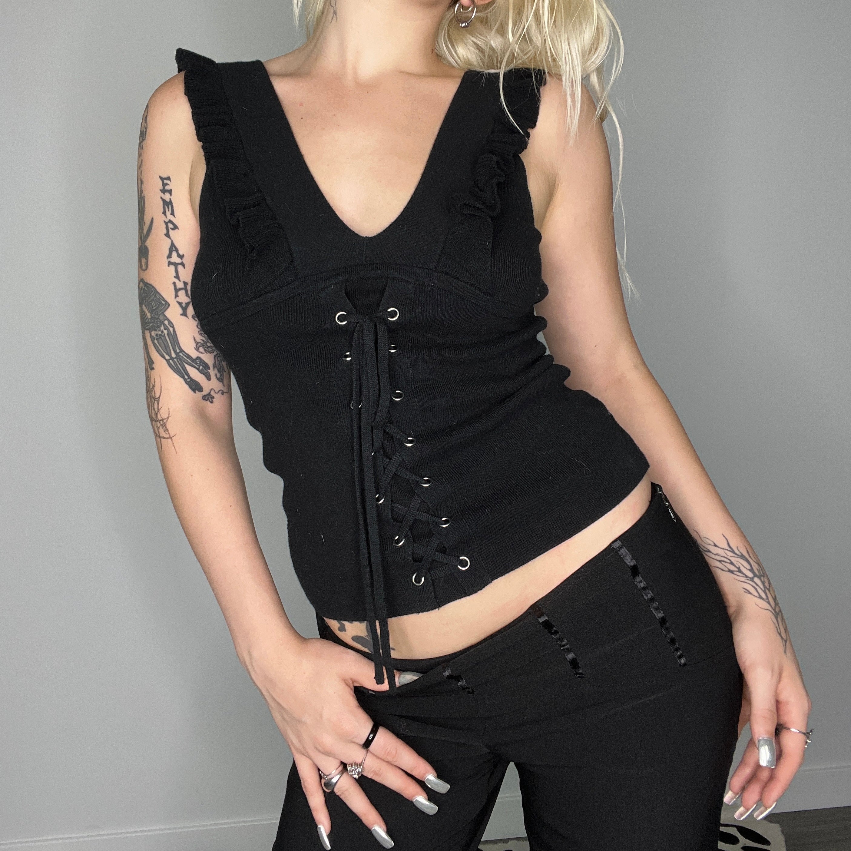 Y2k Express Brand Lace Up Tank