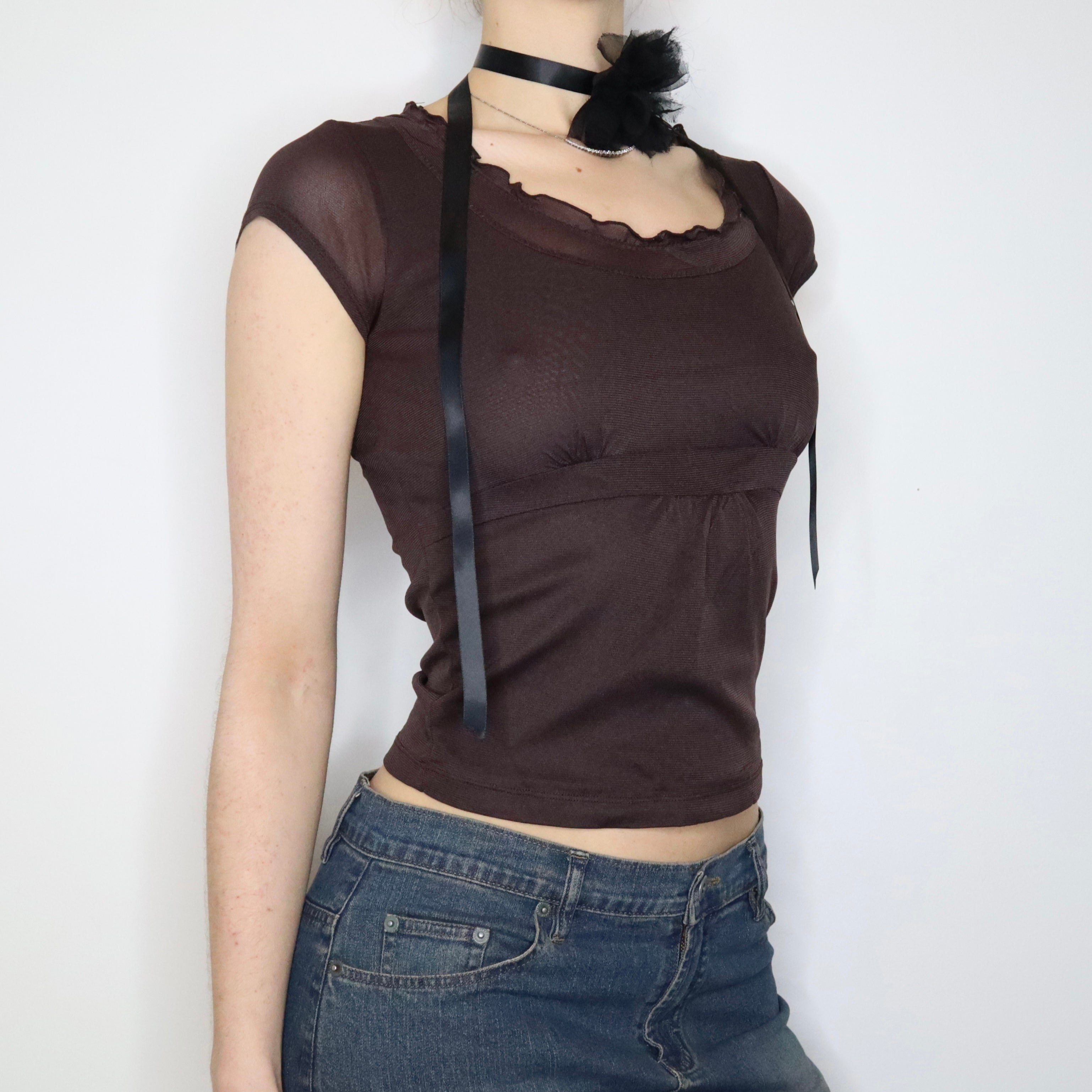 Brown Mesh Blouse (Small) 