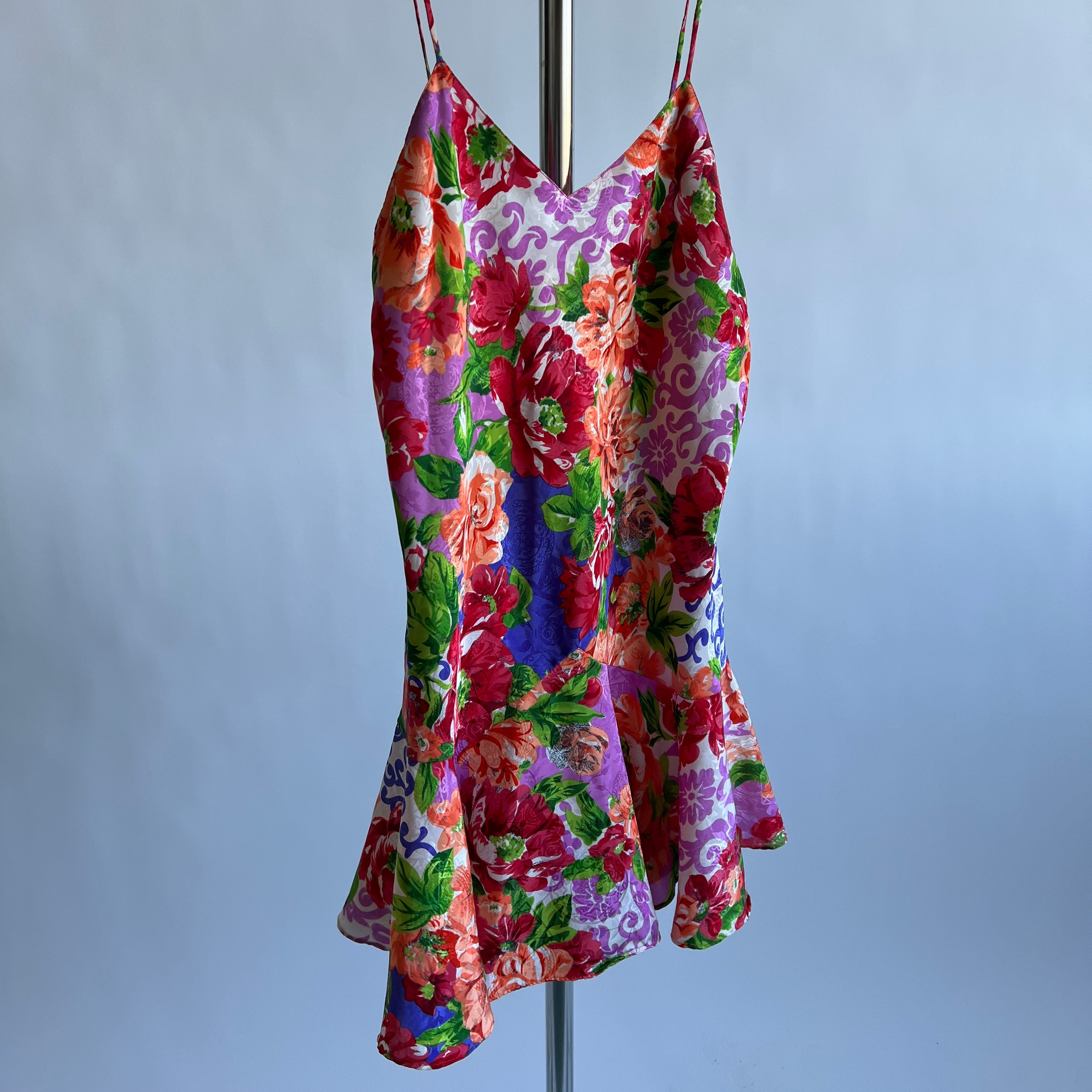 80s floral mini flare slip