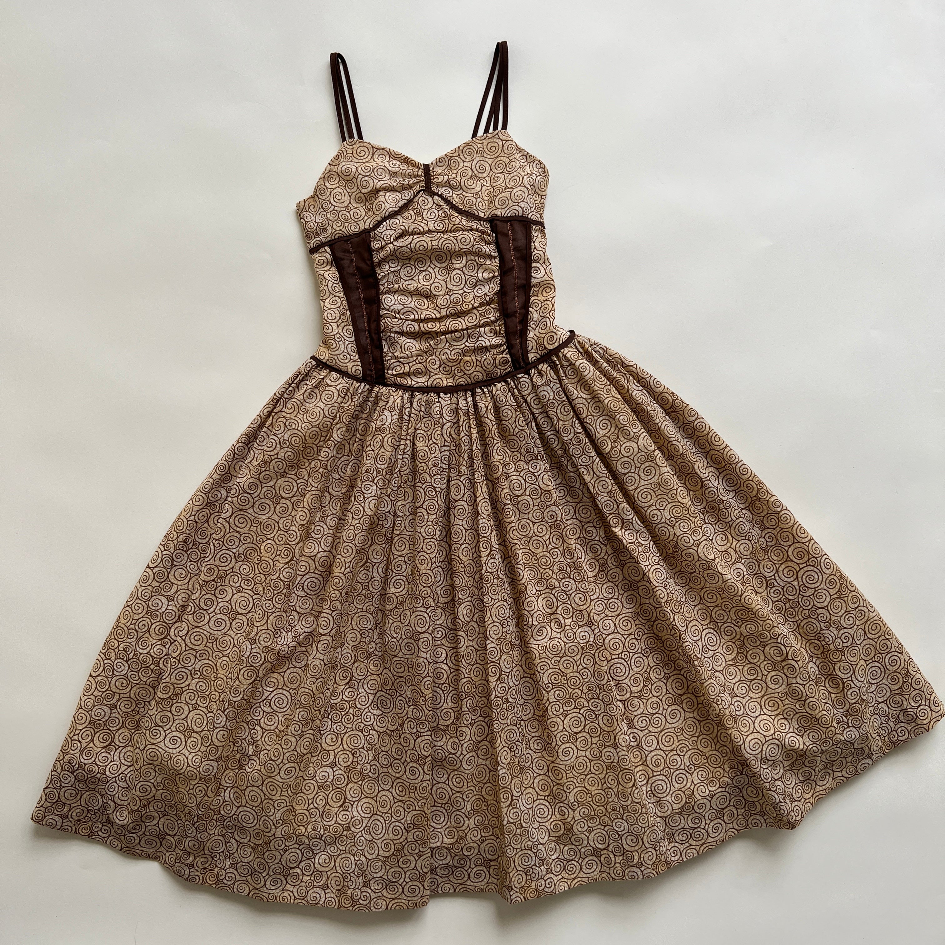 Brown swirl ballerina dress sz XSP