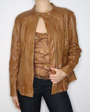 Brown Leather Moto Jacket (M-L) 