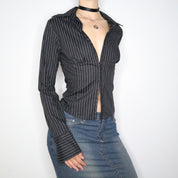 Pinstripe Hook and Eye Blouse (S-M)