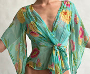 00s sheer silk wrap top