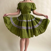 Vintage olive dancing skirt set 