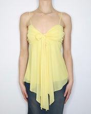 Yellow Mesh Babydoll Top (Medium) 