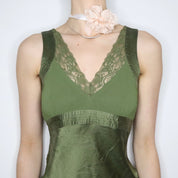 Green Silk Tank Top (S-M) 
