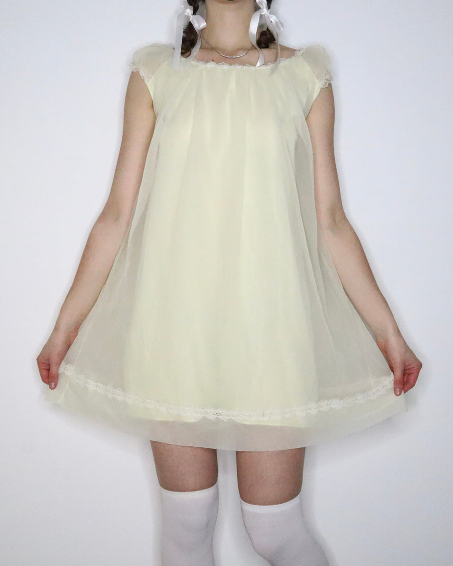 Pastel Yellow Babydoll Nightgown (Small) 