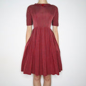 Maroon Striped A-Line Dress (Small)