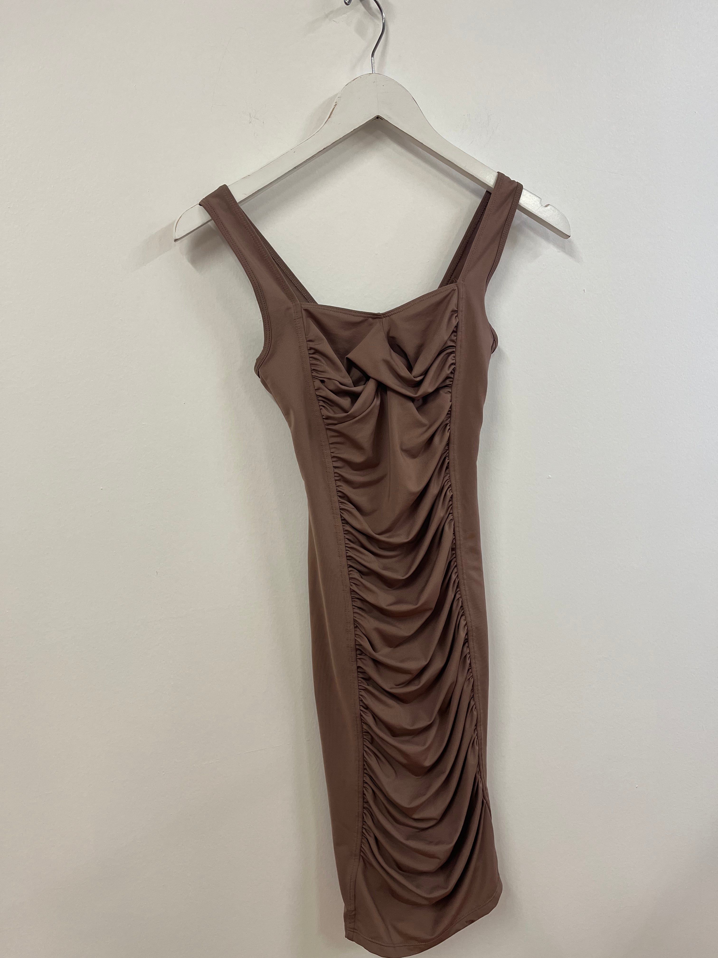 Mocha ruched midi