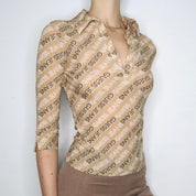 Tan Guess Mesh Blouse (M-L)