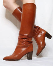 Italian Western Brown Leather Boots (7.5 US/38.5 EU)