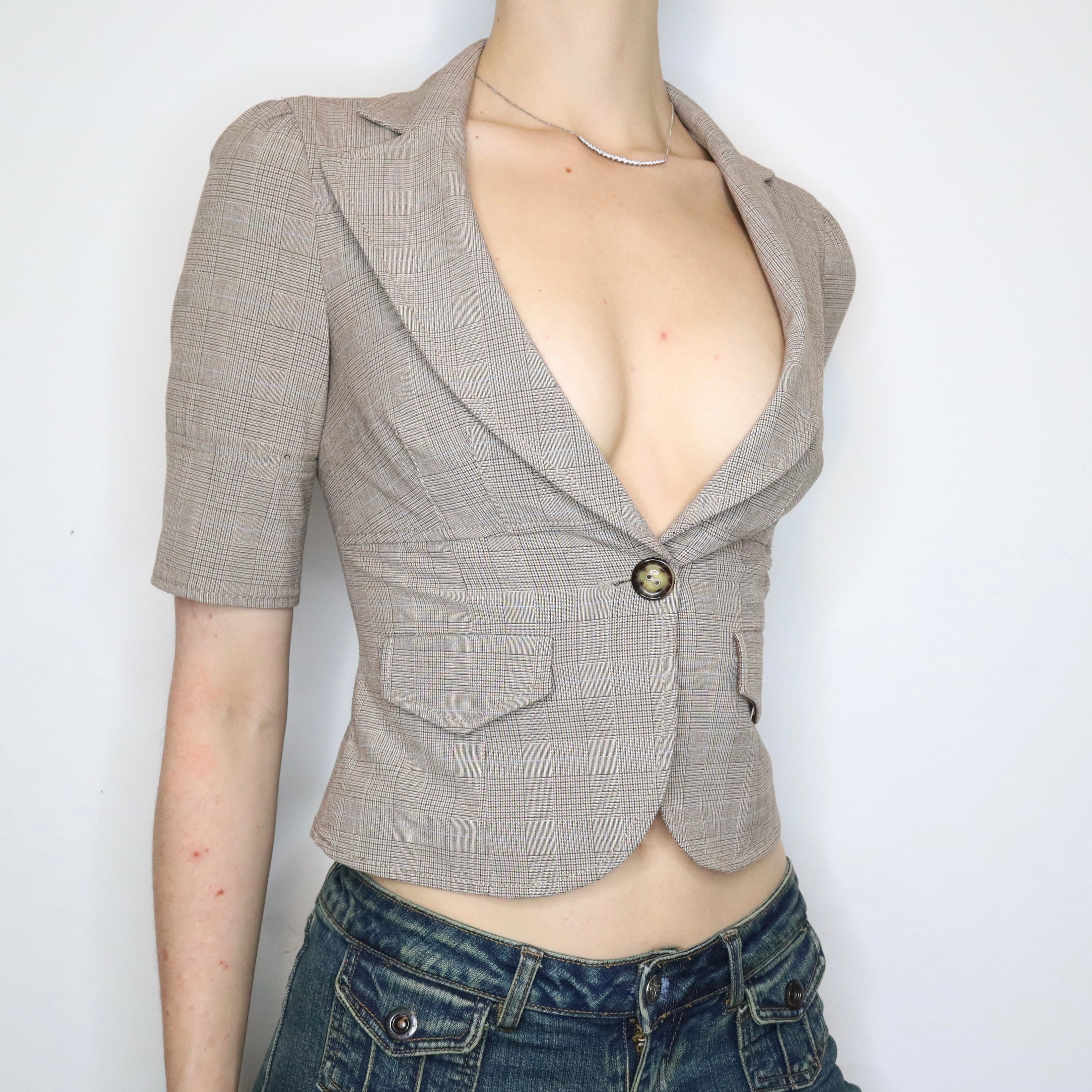 Guess Plaid Mini Blazer (XS)