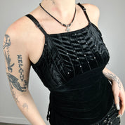 Y2k Velour Sequin Lace Trim Cami