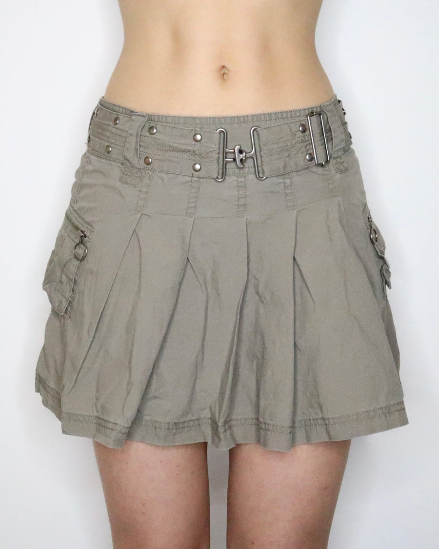 Belted Khaki Cargo Skirt (Small) 
