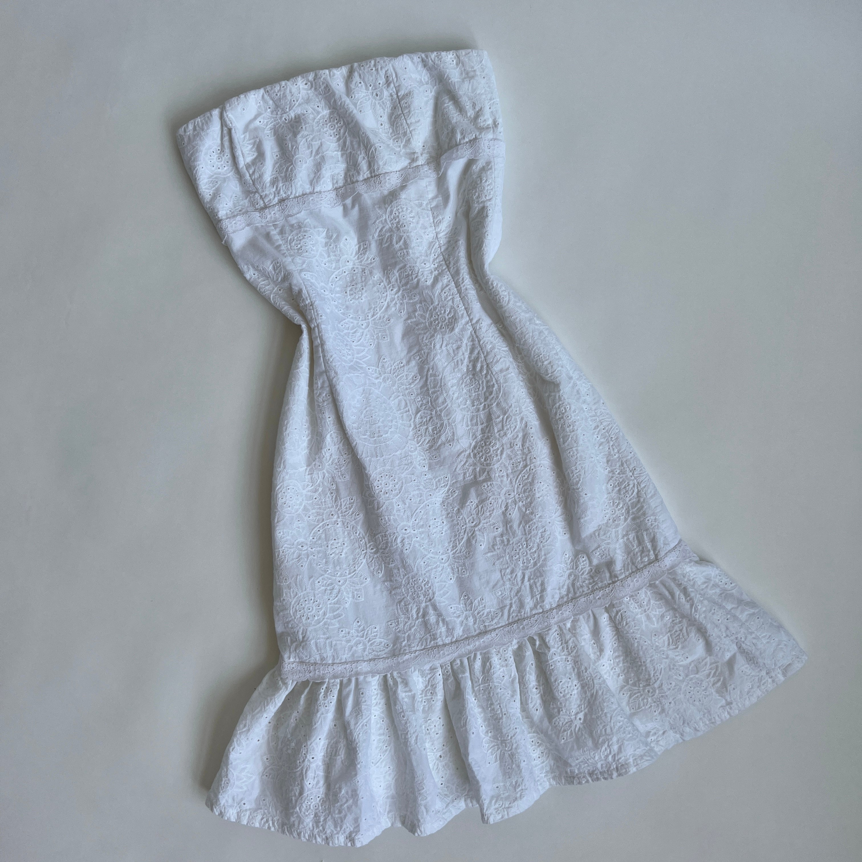 00s white eyelet midi dress