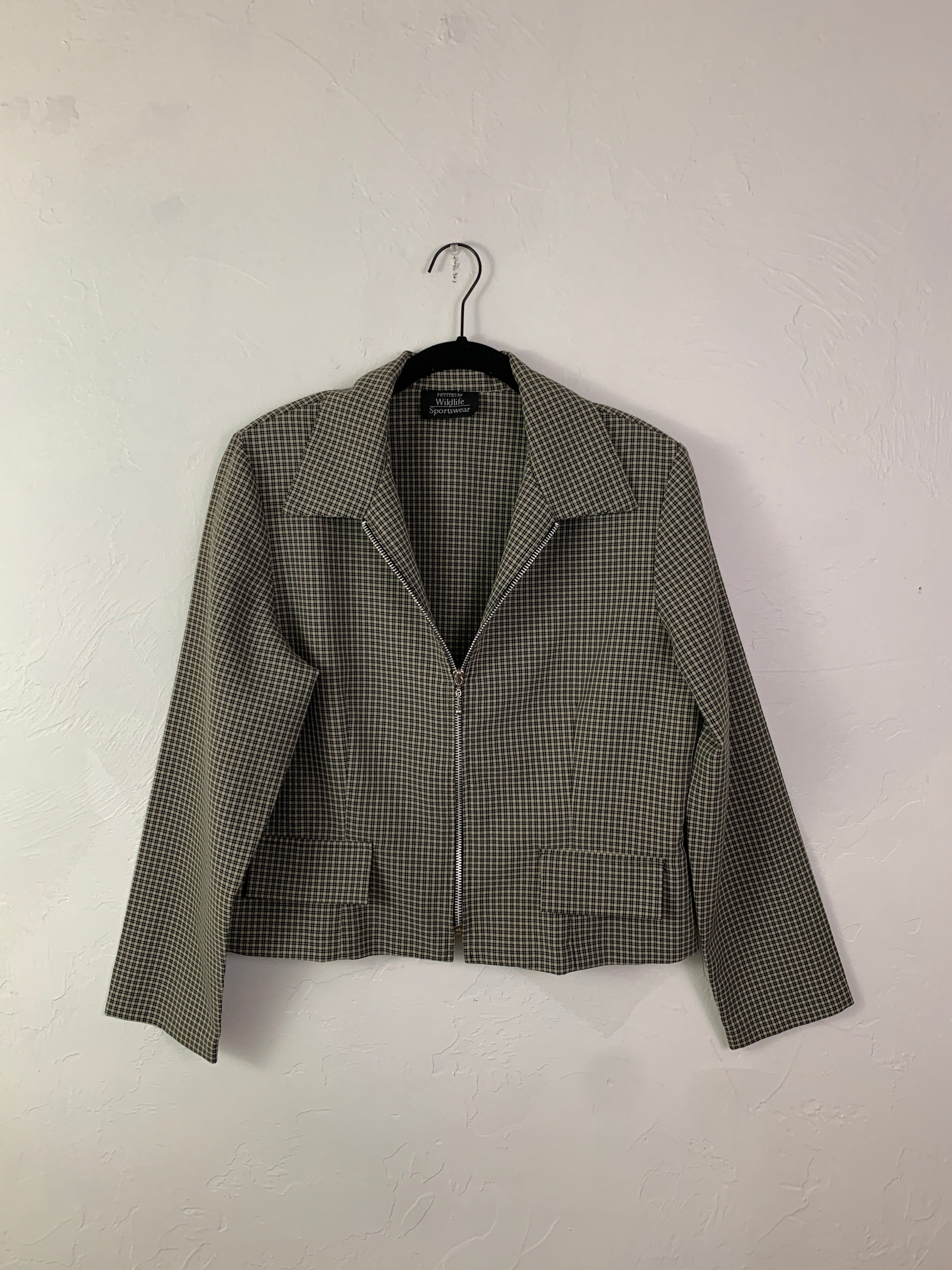 Tan gingham zip up