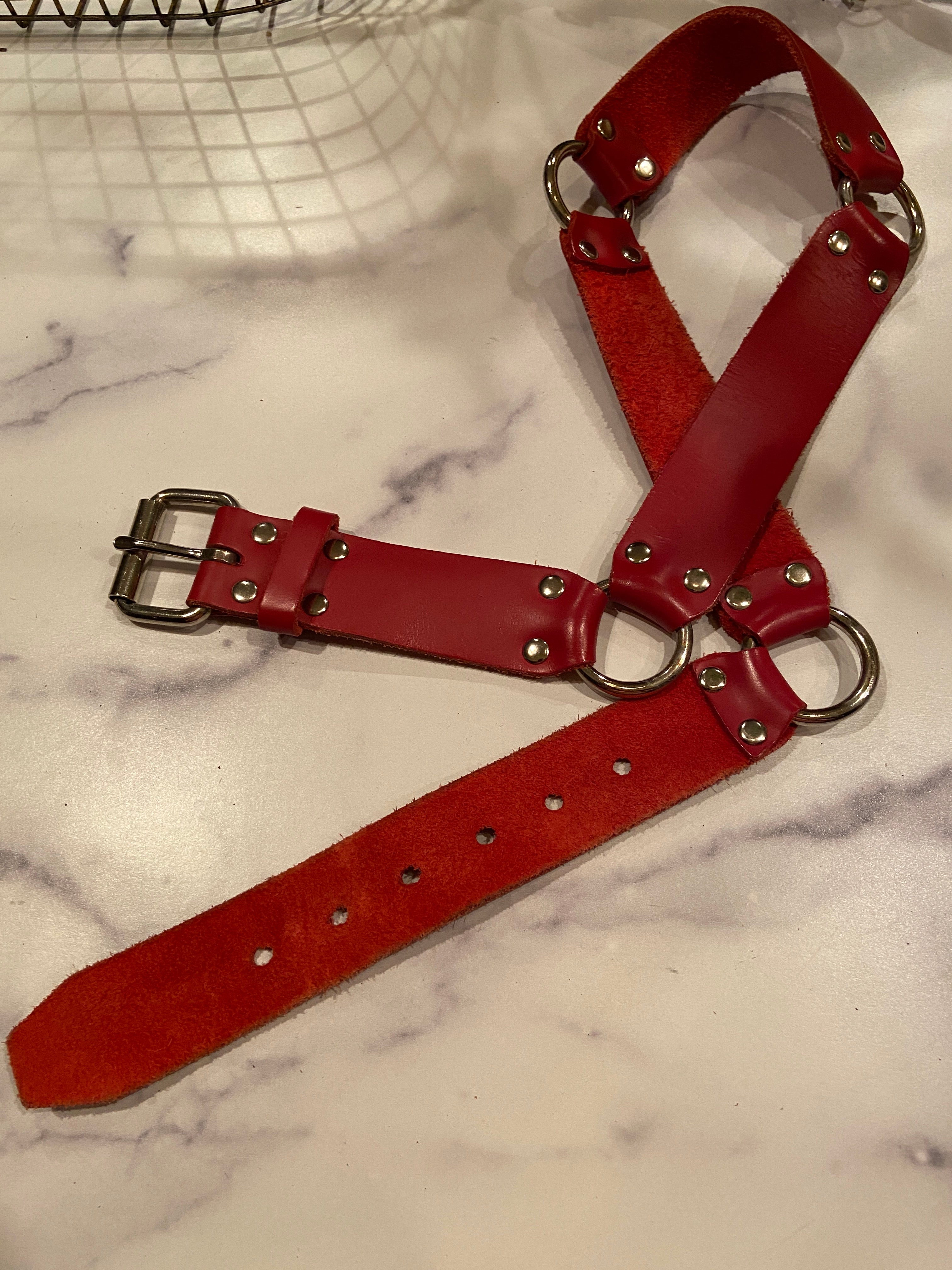 Leather red belts