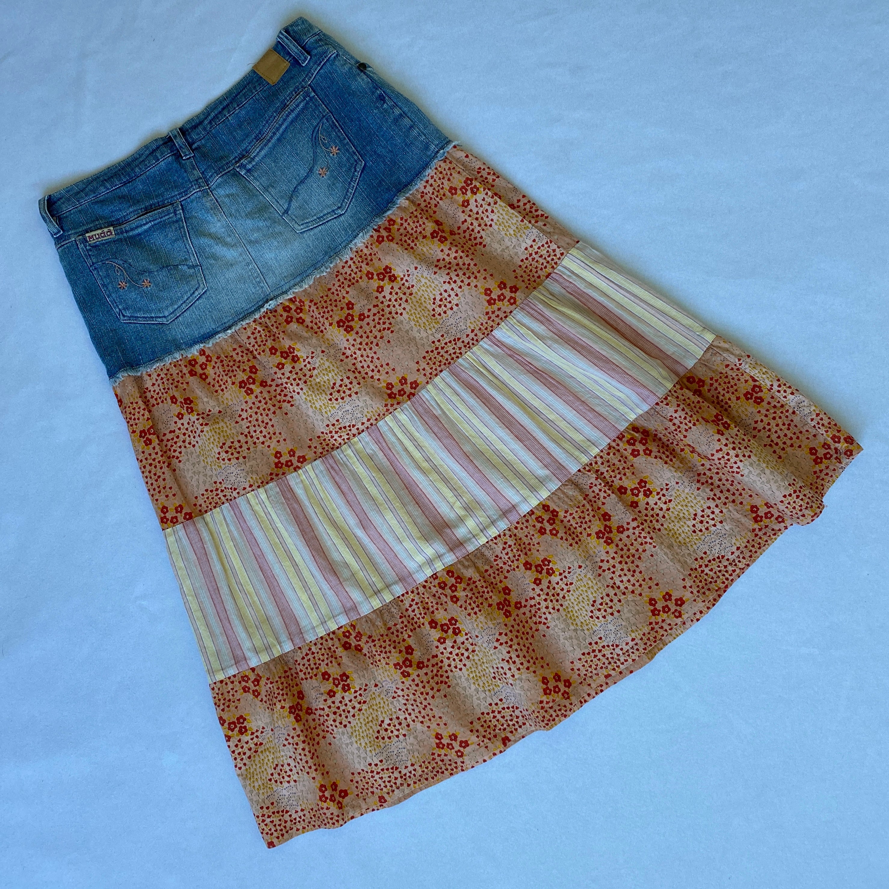 00s Denim tiered skirt