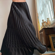 90s satin pleated midi skirt