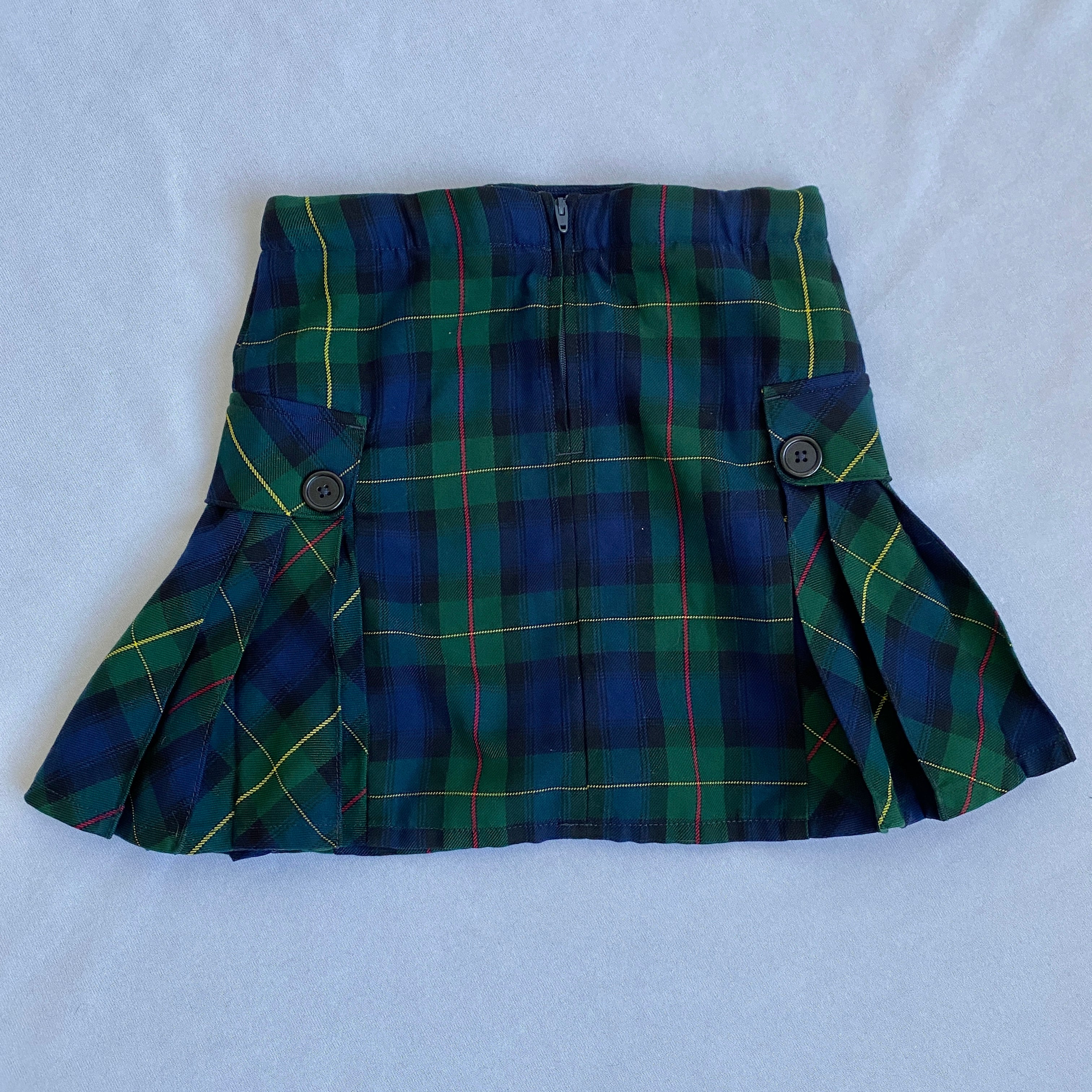 green plaid school skirt