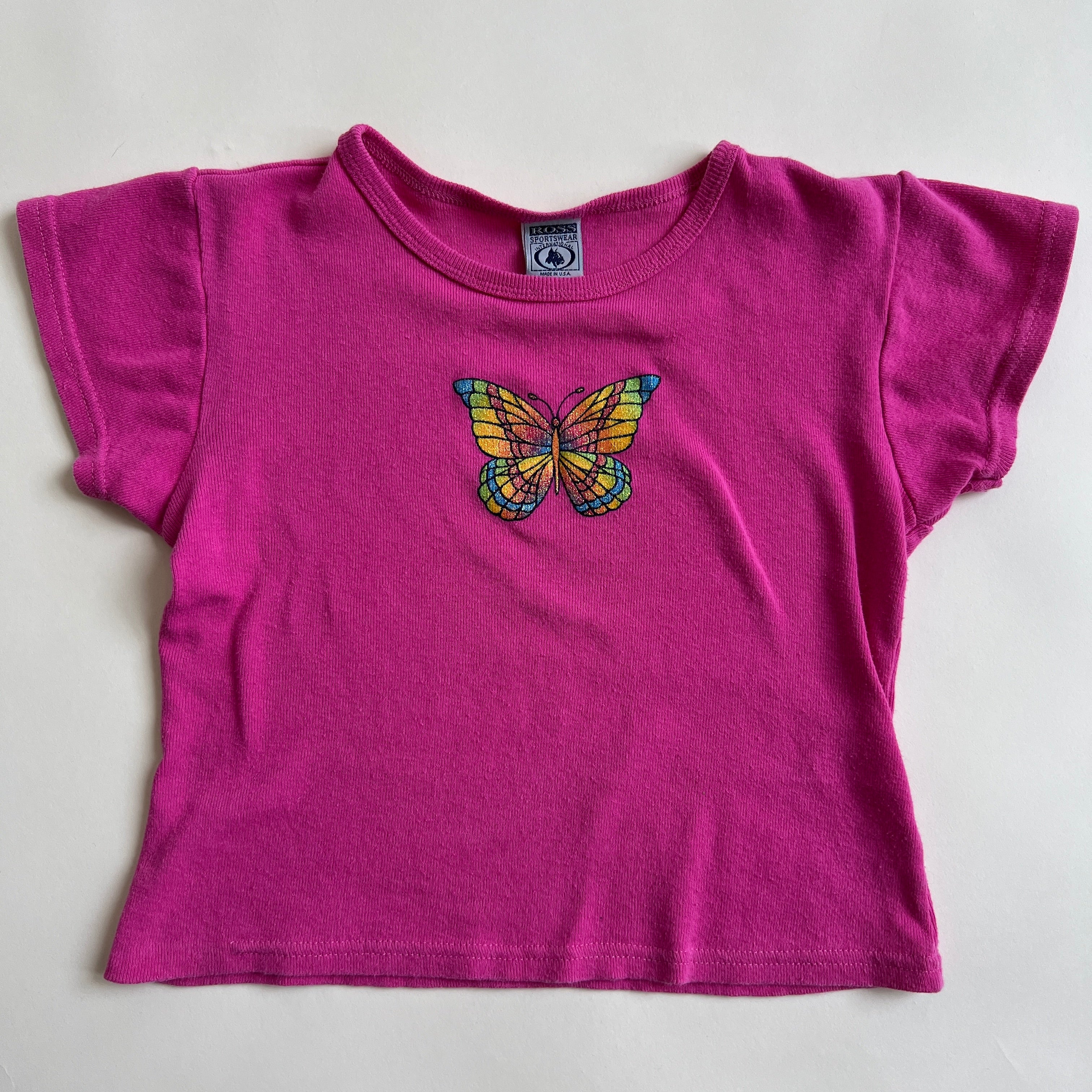 Y2k pink butterfly crop