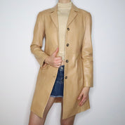 Long Tan Leather Jacket (Small)