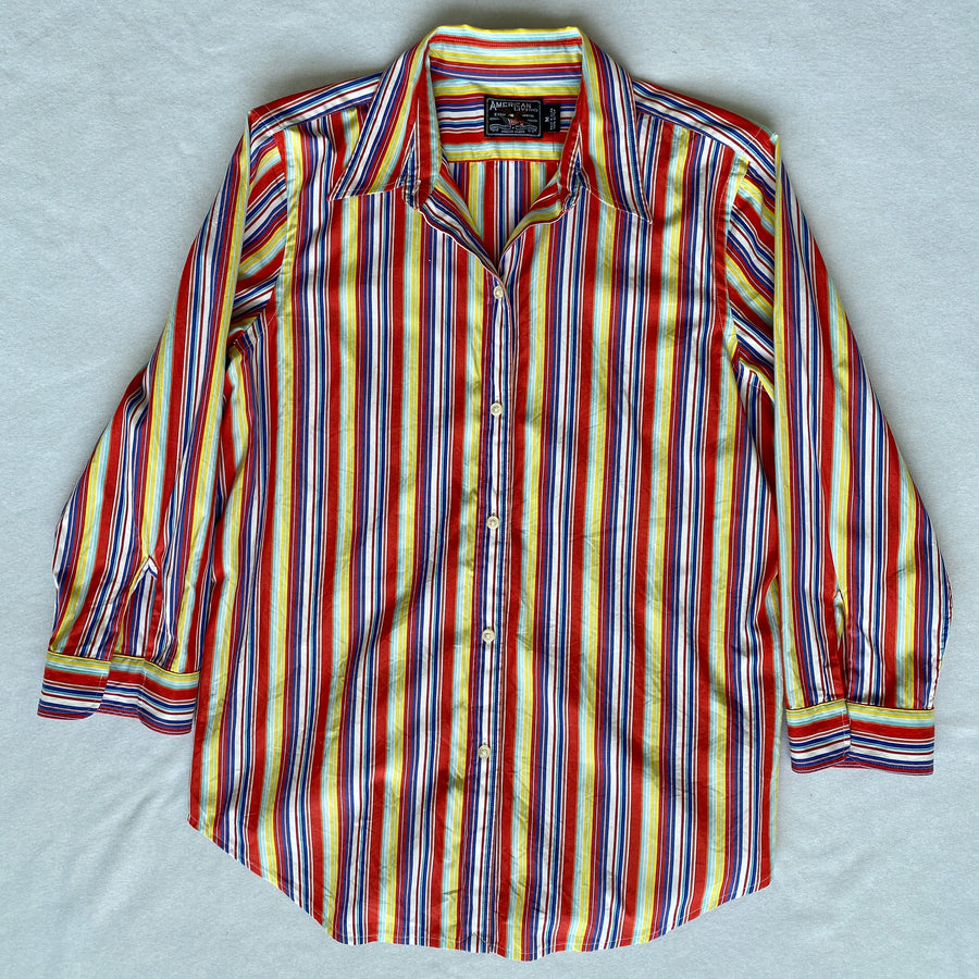 Rainbow striped button up