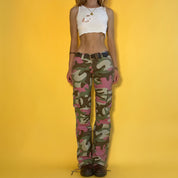 Y2k Low rise Fuchsia Camo Cargo Pants