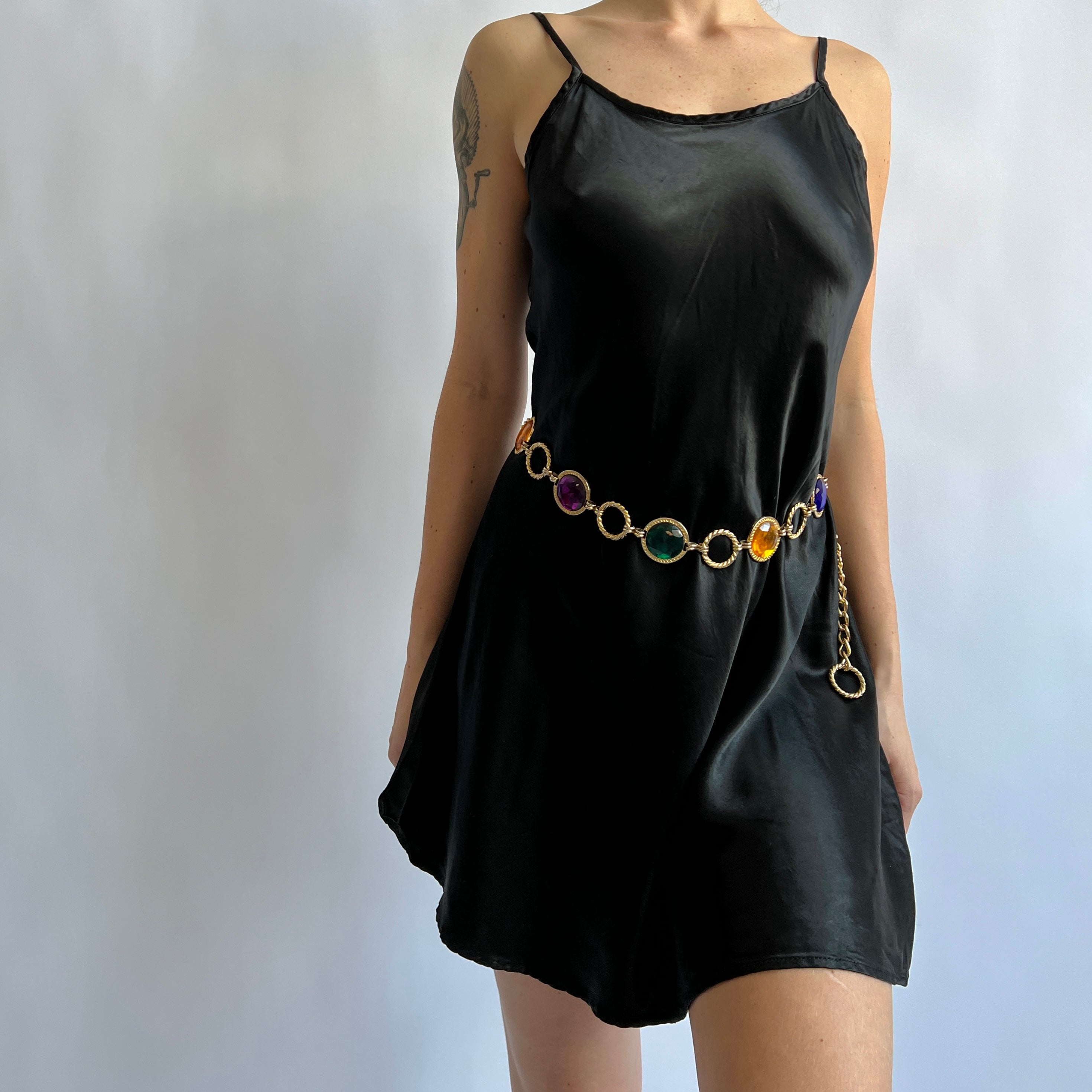 Vintage black satin slip