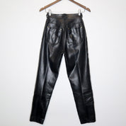 Designer Black Leather Pants (Small)