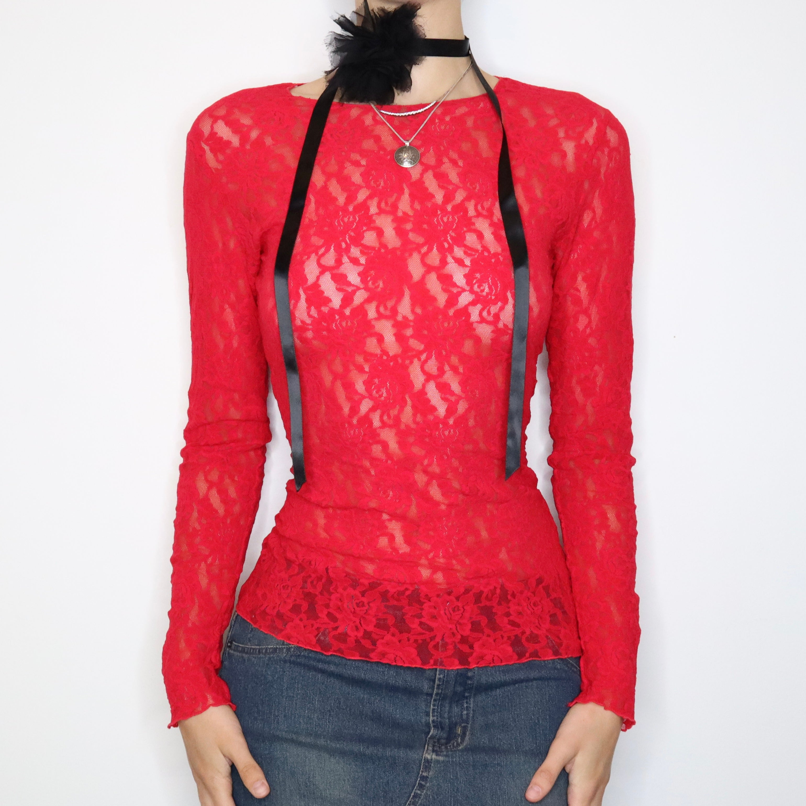 Red Rose Lace Long Sleeve (Medium)