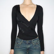 Italian Asymmetrical Black Blouse (Small)