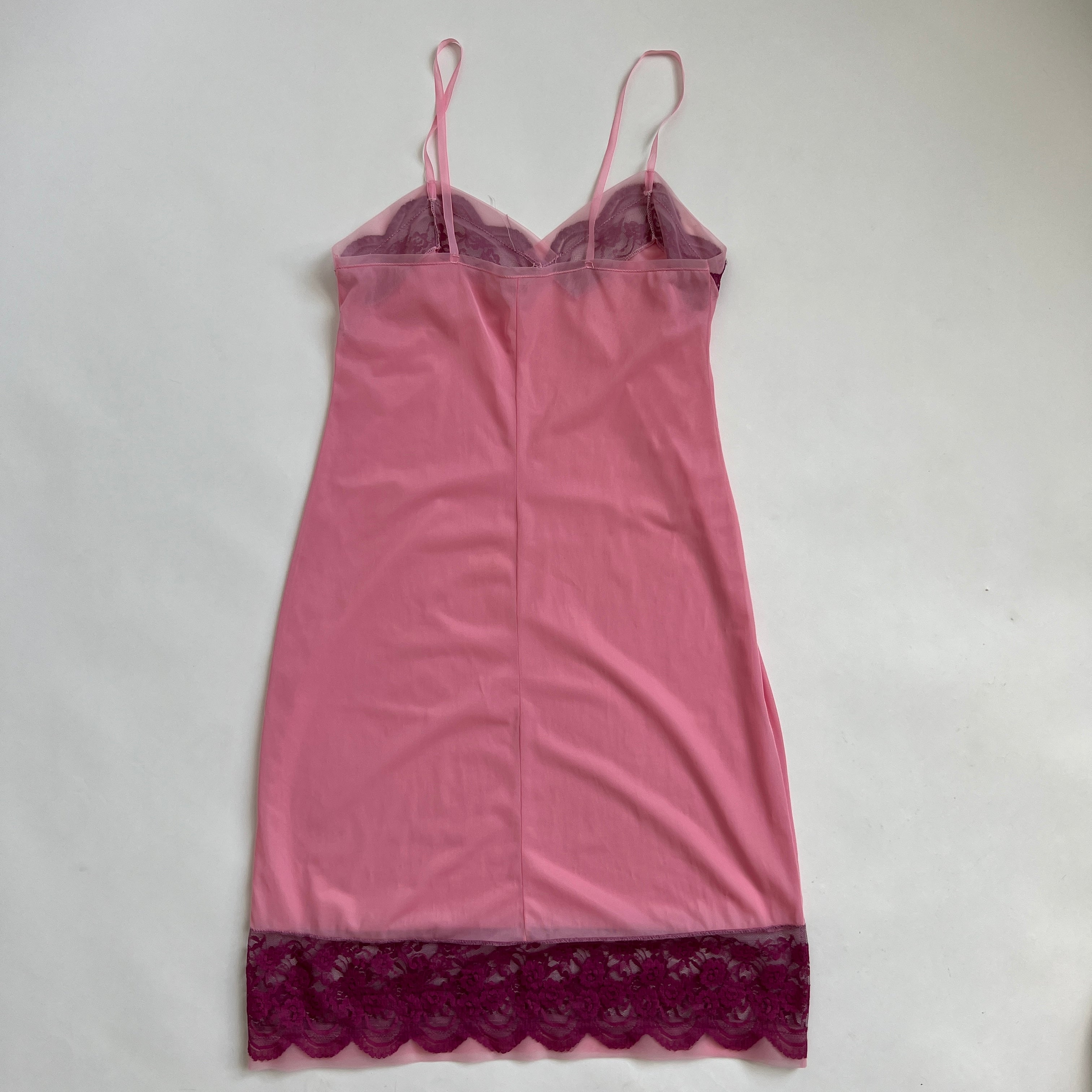 Vintage pink sheer midi slip