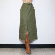 90s Green Linen Maxi Skirt (S)