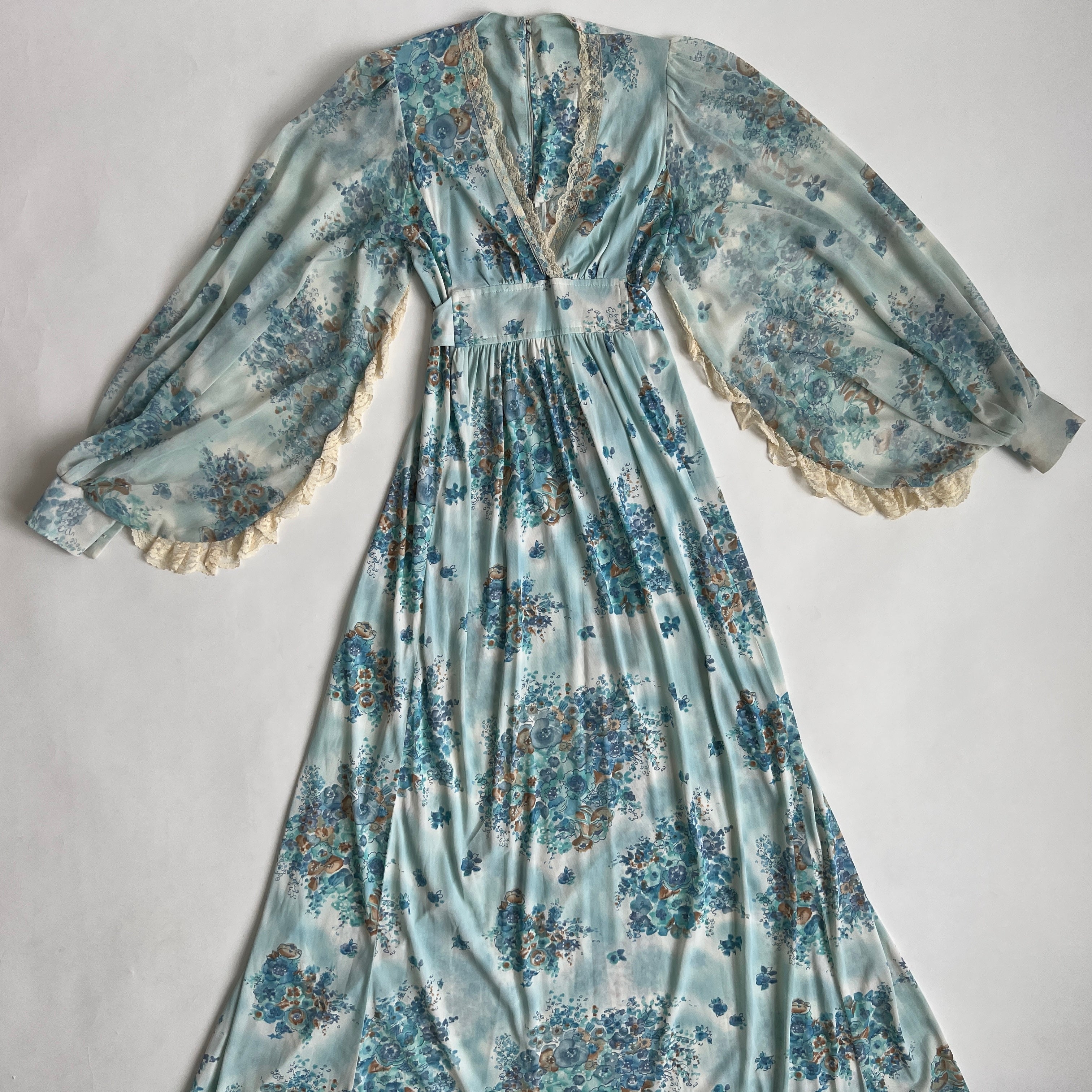 Vintage baby Blue floral maxi dress