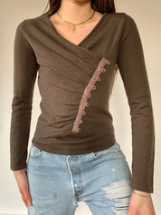Ruched Brown Sweater