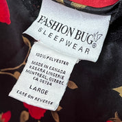 Y2K black red floral slip