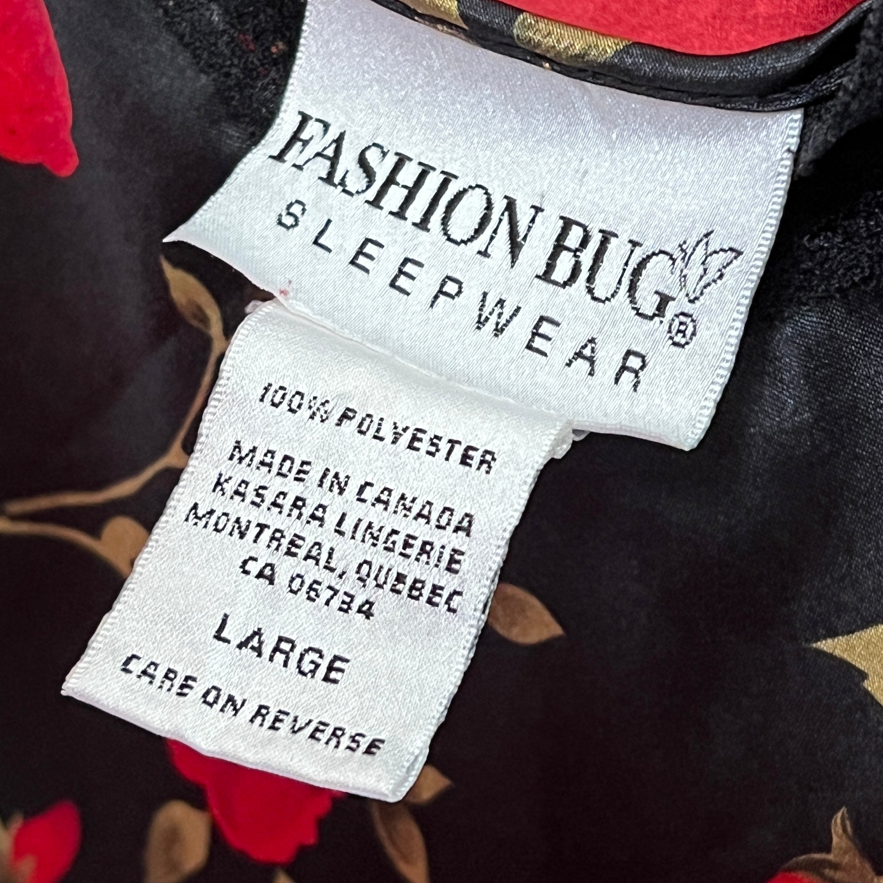 Y2K black red floral slip