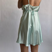 Satin cyan mini slip (M/L)