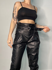 Vegan Leather Belted Pant