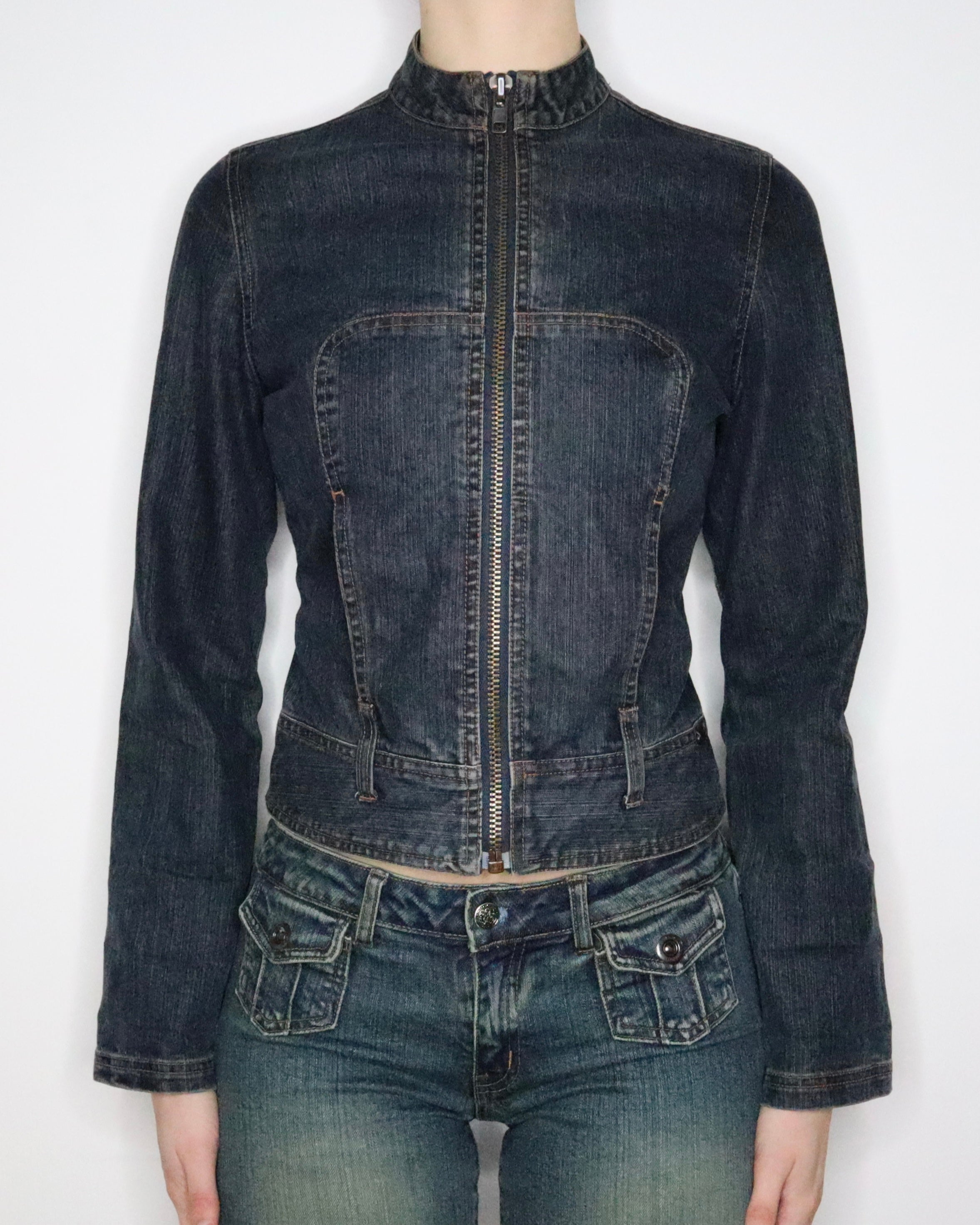 Guess Zip Up Denim Jacket (Small) 