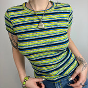 90s Striped Ribbed Baby Tee