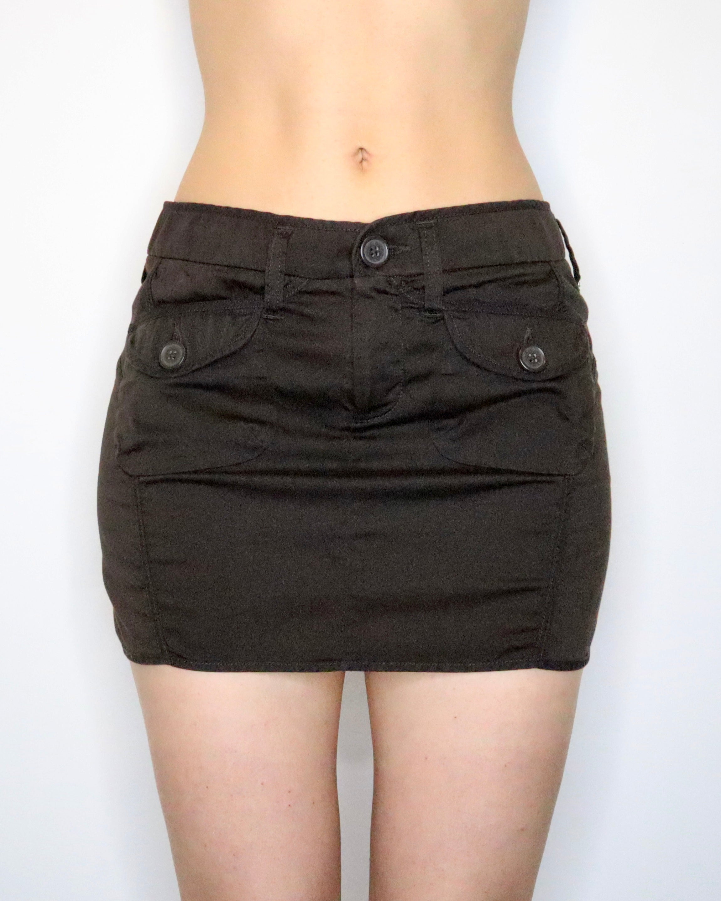 Dark Brown Cargo Mini Skirt (Medium) 