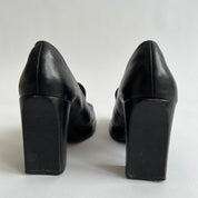 90s black loafer heels 6
